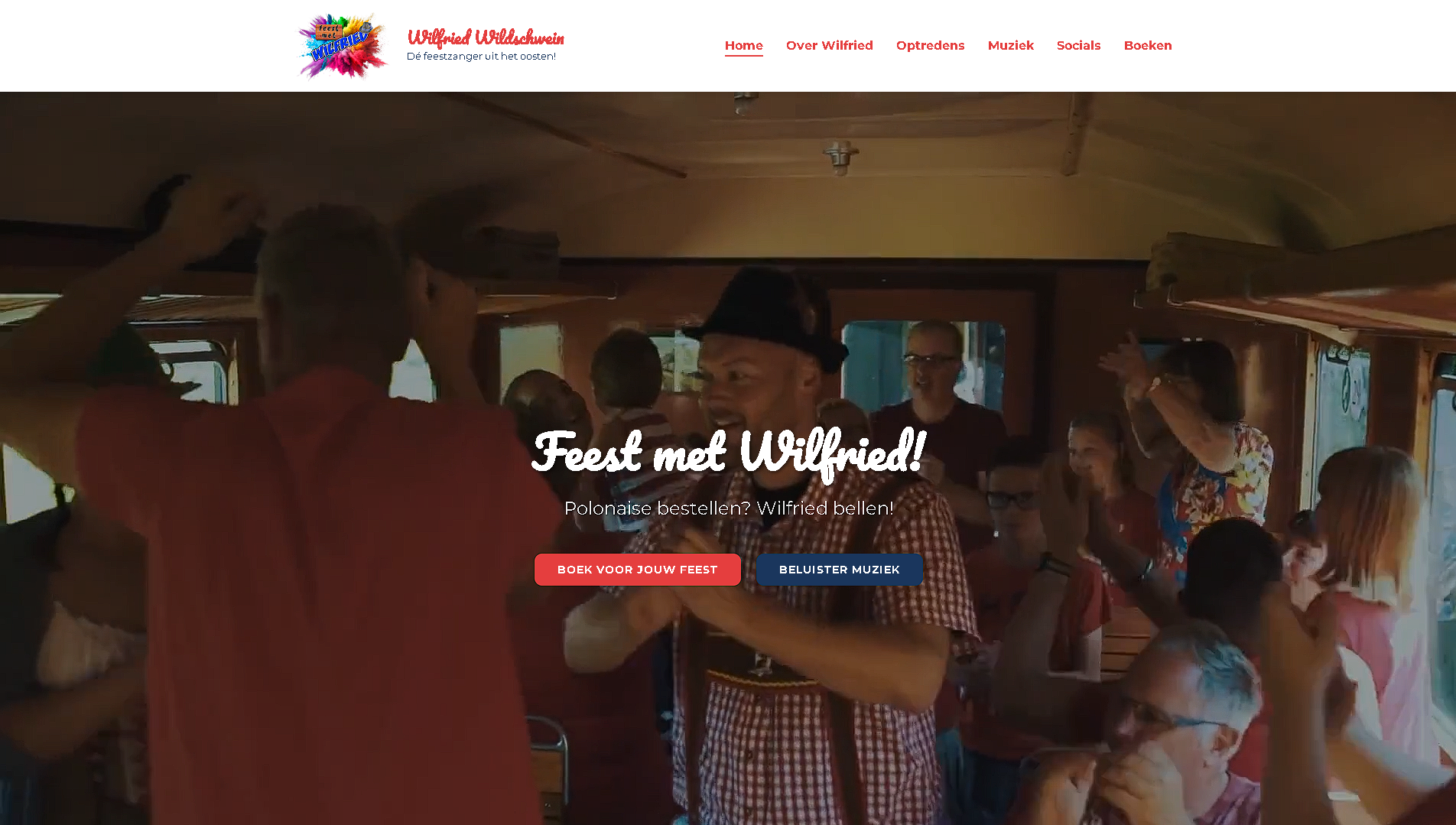 Screenshot Feest met Wilfried website